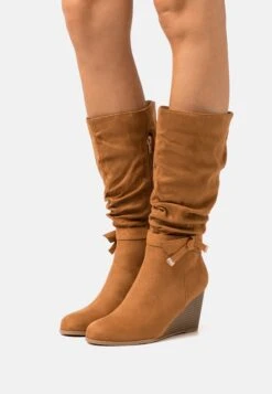 Anna Field Bottes Compensées - Cognac