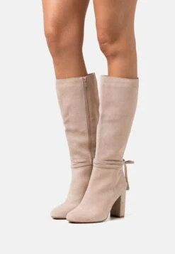 Leather - Bottes À Talons Hauts - Beige